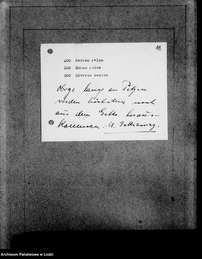 Obraz 15 z jednostki "Oberbürgermeister Litzmannstadt [Korespondencja i zamówienia na dostawę futer i materiałów]"