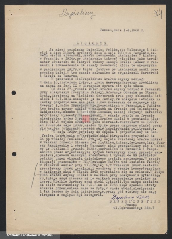 Obraz 12 z jednostki "Życiorysy powstańców wielkopolskich: D - tom l /Dajerling Feliks - Dłużak Jan/."