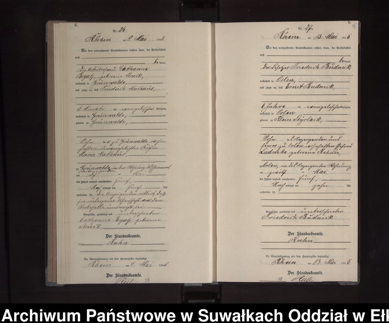 image.from.unit.number "Sterbe-Neben-Register des Königlichen Preussischen Standes-Amtes Orlen Kreis Lötzen"
