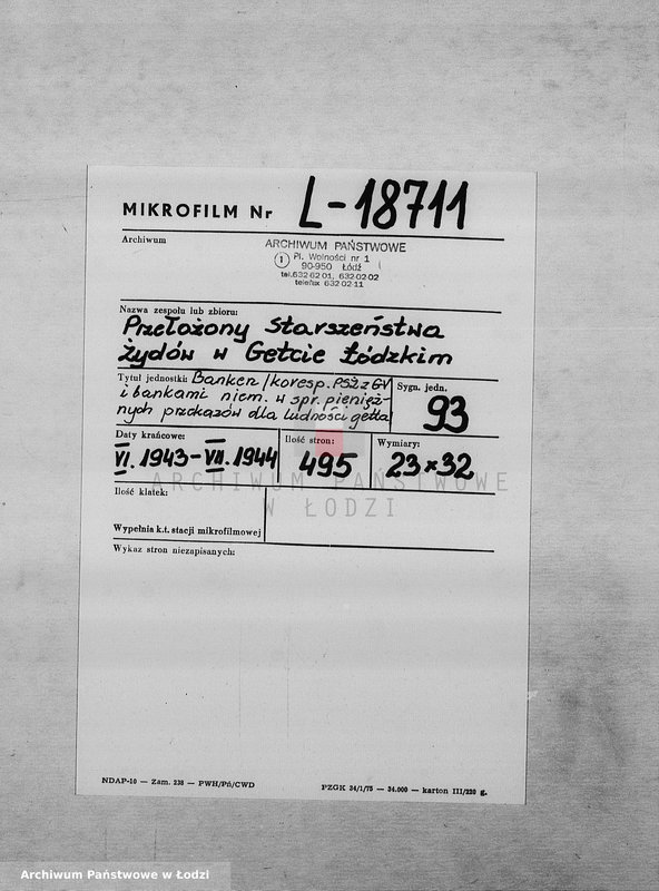 Obraz 2 z jednostki "Banken [Korespondencja PSŻ z GV i bankami niemieckimi w sprawie przekazów pieniężnych dla ludności getta]"