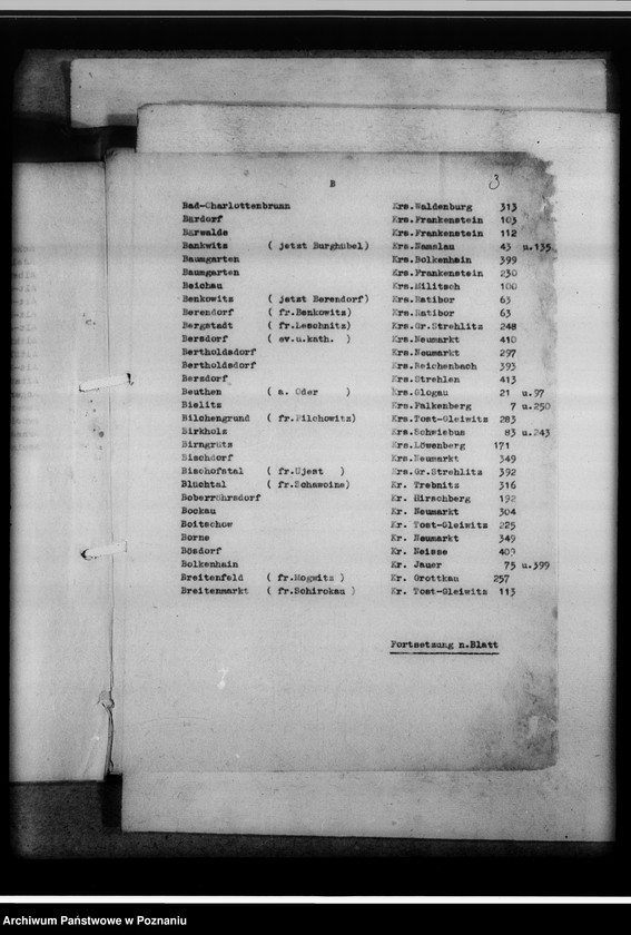 Obraz 7 z jednostki "Verzeichnis der Diözesenarchiv Breslau [Wrocław], Göpperstrasse 12 liegenden Kirchenbücher"