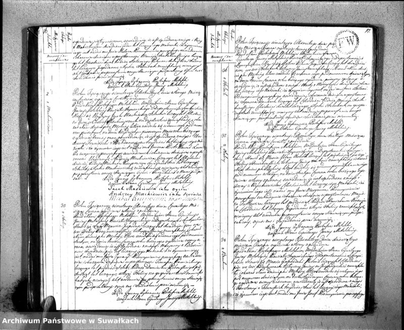 Obraz 12 z jednostki "Księgo Aktów Urodzenia Urzędnika Stanu Cywilnego Gminy Metelskiey Powiatu Seyneńskiego Departamentu Łomżyńskiego od 1 Stycznia Tysiąc Osimset Czternastego Roku 1814"