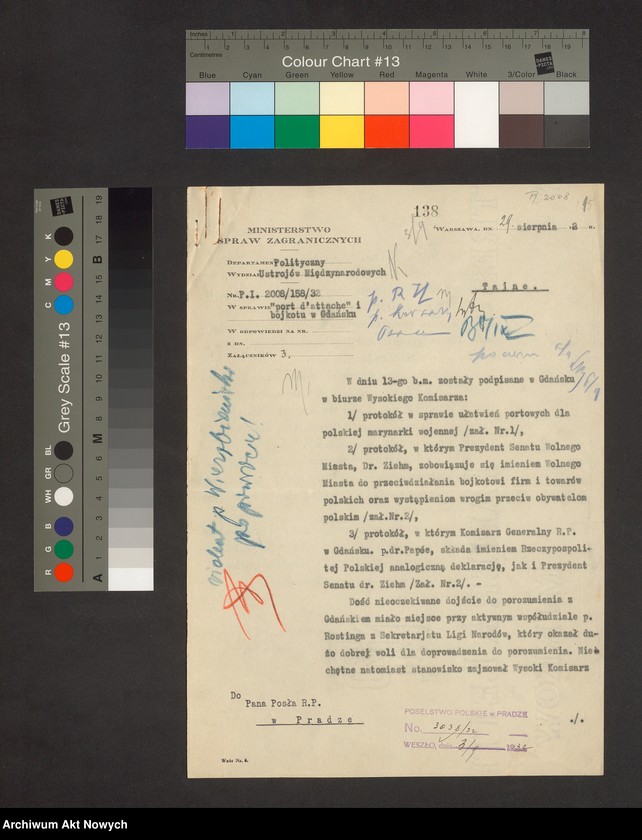 image.from.unit "Wolne Miasto Gdańsk: : Stosunki polityczne z Polską: Podpisanie protokołów w sprawie ułatwień portowych dla polskiej marynarki wojennej i w sprawie przeciw­działania bojkotowi firm i towarów polskich (pismo ministra spraw zagra­nicznych, teksty protokołów)"