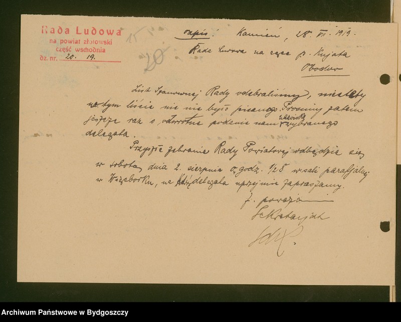 image.from.unit.number "[Rada Ludowa na powiat złotowski - część wschodnia] Wiece i zebrania. Założenie Rad Ludowych"