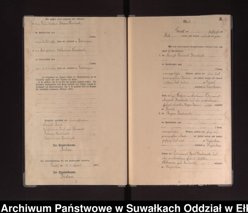 image.from.unit.number "Heiraths-Neben-Register des Königlichen Preussischen Standes-Amtes Gneist Kreis Loetzen"