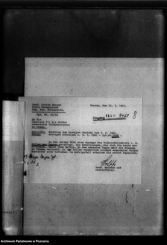 Obraz 13 z jednostki "Ermordung von zwei unbekannten jungen Volksdentschen in Nessan (Nieszawa)"