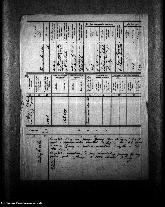 Obraz 8 z jednostki "Kuchnia N. 353 ul. Franciszkańska 38 [Działalność, personel, konsumenci, kontrole]"