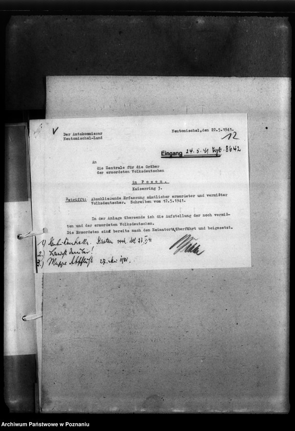 Obraz 16 z jednostki "Kreis Grätz (Grodzisk). Wykazy i korespondencja w sprawie miejscowych Niemców, którzy zginęli w 1939 roku"