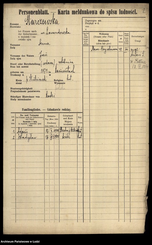 Obraz 4 z jednostki "[Spis ludności Łodzi] Starczewska-Stasiak"