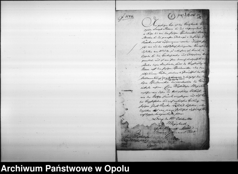 Obraz 5 z jednostki "Acta des Magistrats zu Oppeln betreffend die Anforderung des Magistrats zu Brieg wegen der Cur-Kosten des mit der Krätze angeblich behafteten Schneidergesellen Joseph Bauer aus Dittmaringen in Baiern im Betrage von 7 rtl. 11 pfg."