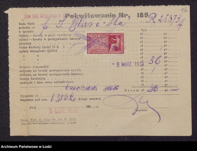 Obraz 18 z jednostki "Henryk Świrski, Szymon Windman, Icek Blas- kupno i sprzedaż przędzy"