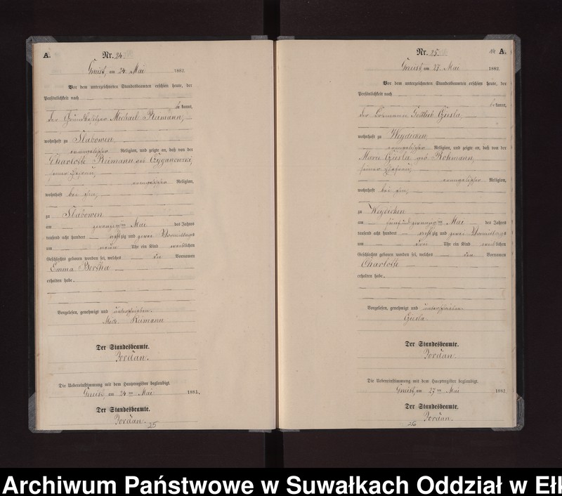 image.from.unit.number "Geburts-Neben-Register des Königlich Preussischen Standes-Amtes Gneist Kreis Loetzen"