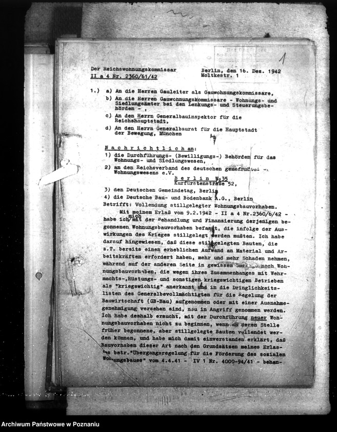 Obraz 5 z jednostki "Zarządzenia - Wohnungsnot. Neubauverbot. Landarbeiterwohnungsbau. Gemeinnützigeswesen"