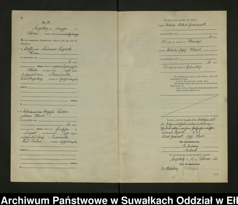 image.from.unit.number "B2. Heirats = Register (Neben = Register) Standesamt Angerburg einschl. der Bezirke, Gross Strengeln, Kehlen und Prinowen No 1 bis 95"