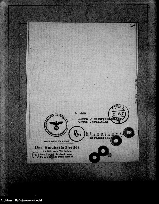 Obraz 7 z jednostki "Oberbürgermeister Litzmannstadt [Korespondencja i zamówienia na dostawę futer i materiałów]"