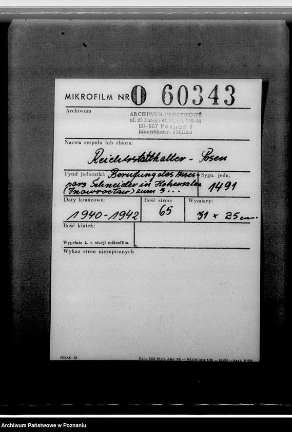 image.from.unit.number "Berufung des Assessors Schneider in Hohensalza - Inowrocław, zum 3. Beigeordneten- Stadtrechtsrat"