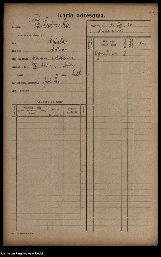 Obraz 15 z jednostki "[Spis ludności Łodzi] Pastuszewski-Patron"