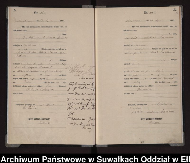 Obraz 18 z jednostki "Geburts-Haupt-Register des Königlich Preussischen Standes-Amtes Stadt Nicolaiken Kreis Sensburg"