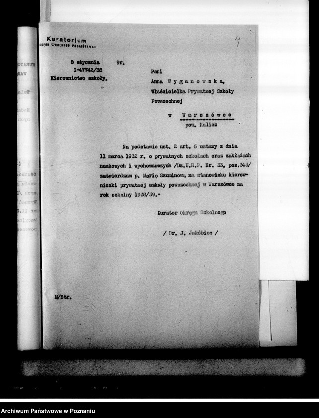 Obraz 8 z jednostki "Prywatna Szkoła Powszechna A. Wyganowskiej w Warszówce powiat Kalisz"