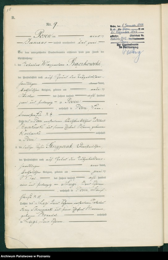 Obraz 20 z jednostki "Księga miejscowa małżeństw t. I"