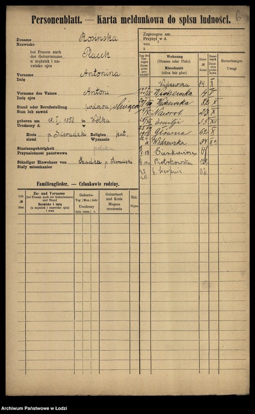 Obraz 8 z jednostki "[Spis ludności Łodzi] Rosińska-Rot"