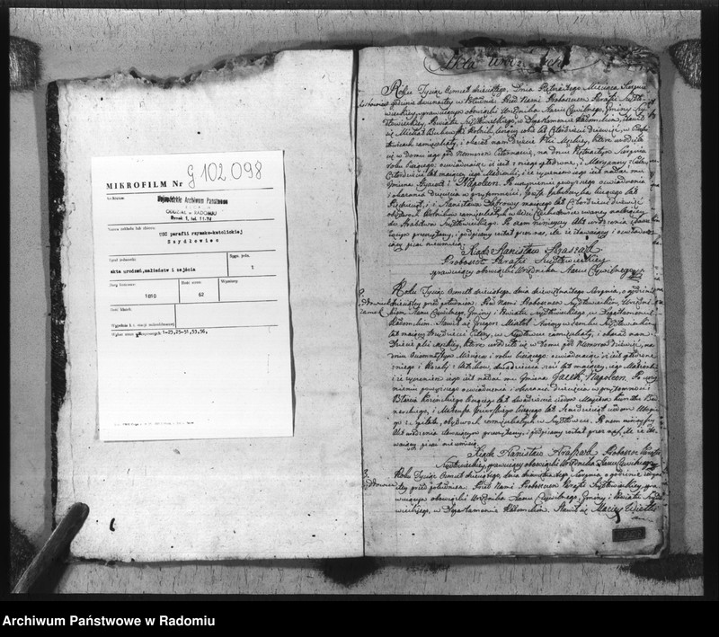 image.from.unit.number "Akta urzędnika stanu cywilnego gminy Szydłowiec z roku 1810"