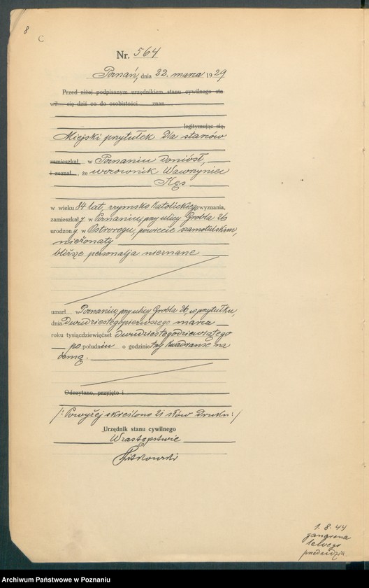 Obraz 10 z jednostki "Księga miejscowa zgonów tom II [Rejestr główny zgonów]"