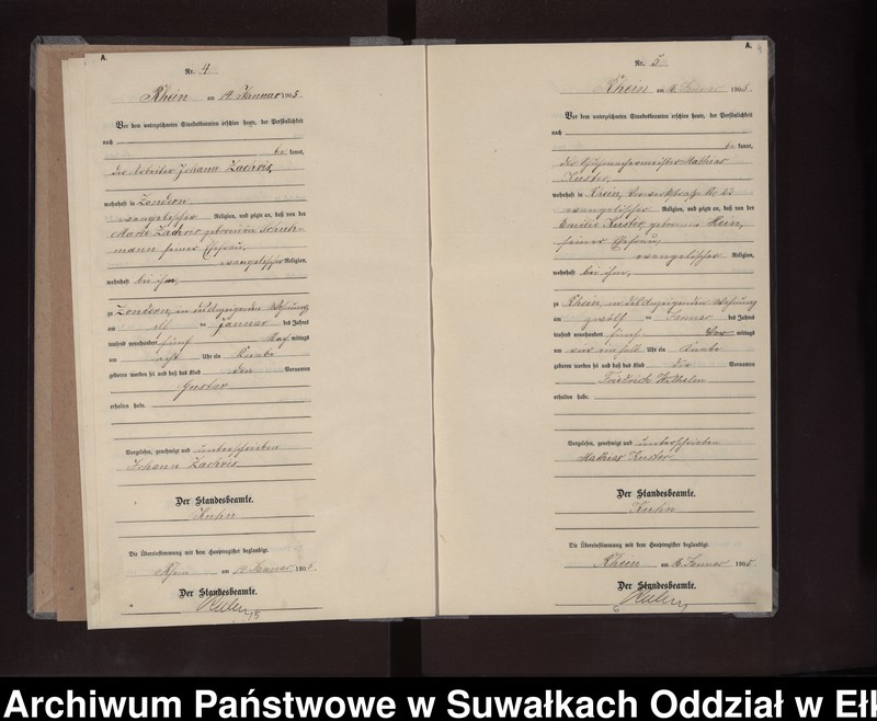image.from.unit.number "Geburts-Neben-Register des Preussischen Standes-Amtes Rhein Kreis Lötzen"