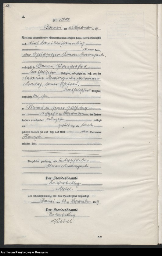 Obraz 14 z jednostki "Księga urodzeń odpis tom IV [Rejestr poboczny urodzeń]"