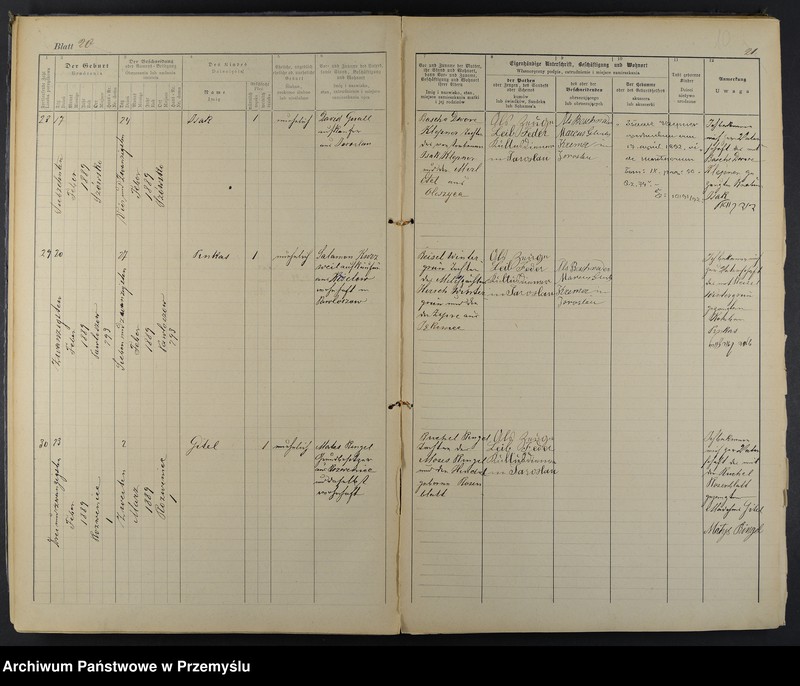 image.from.unit.number "Geburtsmatrik des israelitischen Matriken-Bezirkes Jaroslau pro 1889"