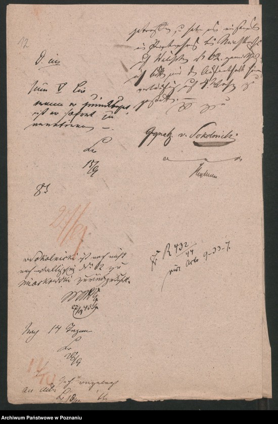 Obraz 18 z jednostki "A. betr. den Vinzent Sobierajski, Ignatz von Sokolnicki, gräfliche Familie Sokolnicki und Michael Graf Soltan"