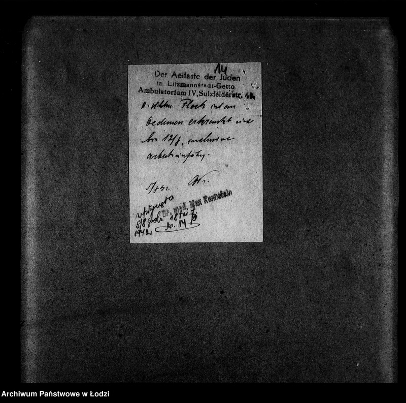 Obraz 17 z jednostki "I Ordnungsdienst [Zasiłki chorobowe dla pracowników wydziału, listy pracowników, zaświadczenia lekarskie]"