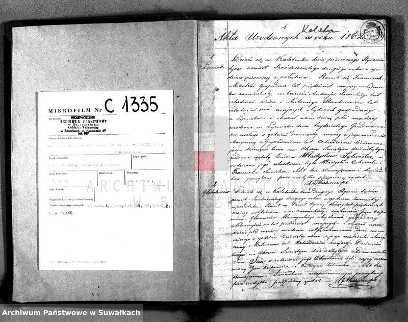 Obraz 3 z jednostki "[Duplikat Aktów urodzeń, zaślubienia i zejśćparafii Rzym.-Kat. w Kaletniku 1862 r.]"