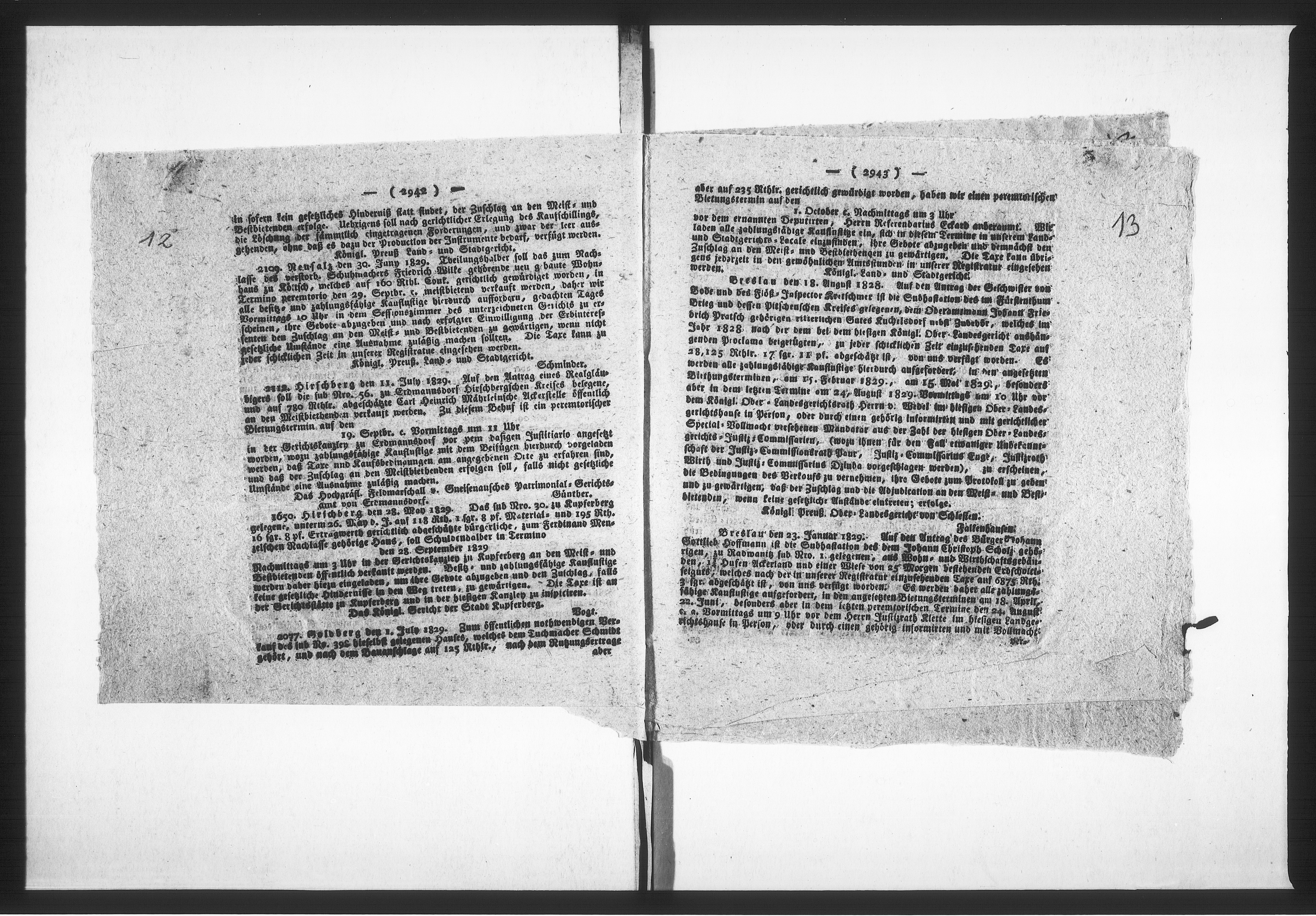Obraz 13 z jednostki "Acta betreffend die Verpachtung des städtischen Gasthauses zum weissen Ross und der Viehmarkt Auftriebs-Gelder. Vol. II de anno 1829 bis 1852"