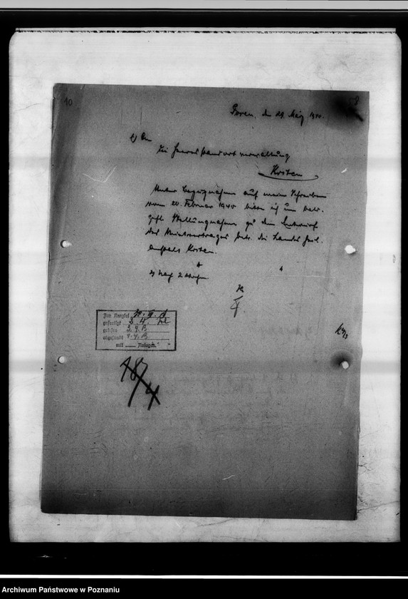 Obraz 15 z jednostki "Verhandlungen und Vertrag über die Vermietung an die Vermacht - Gauheilanstalt Kosten."