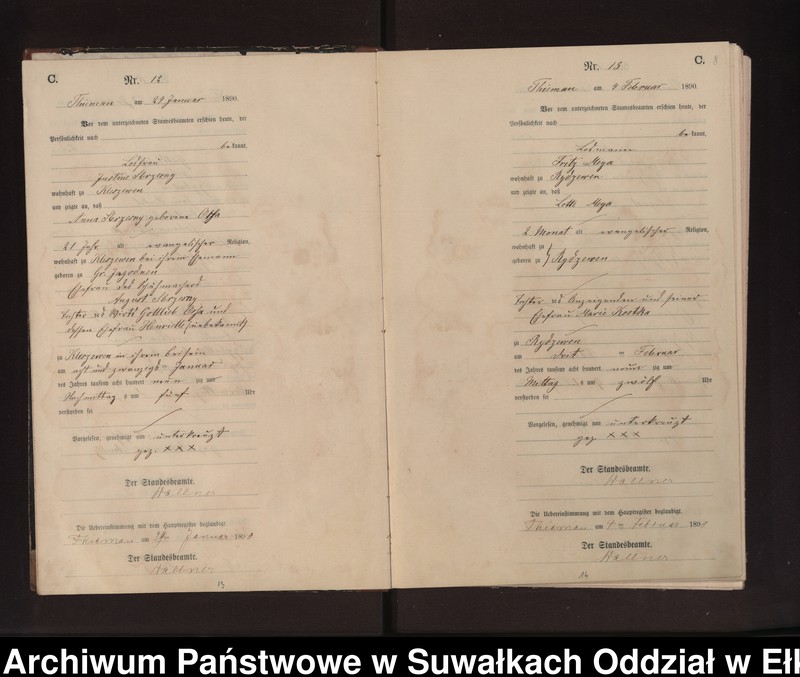 image.from.unit.number "Sterbe-Neben-Register des Preussischen Standes-Amtes Rydzewen Kreis Loetzen"