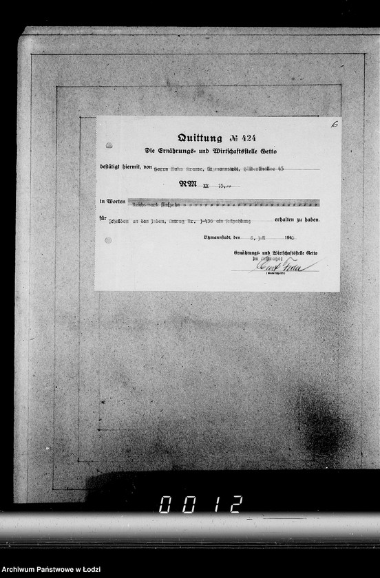 Obraz 10 z jednostki "J[uden] 436-450 [Wnioski Żydów z Getta o zwrot należności za pracę lub towar wzięty na kredyt]"