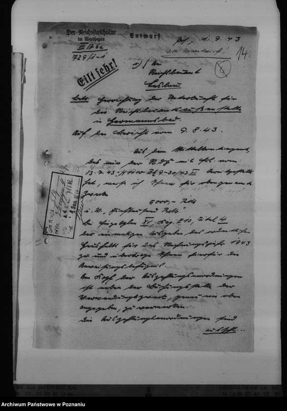 Obraz 18 z jednostki "Unterkunft der Aussenstelle des Reichsbauamtes Leslau in Hermannsbad"