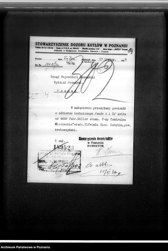 Obraz 18 z jednostki "Mleczarnia w Kobylinie własność E. Hinz nr woj. kotła 302"