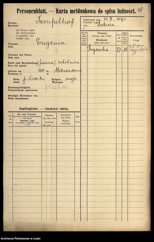 Obraz 20 z jednostki "[Spis ludności Łodzi] Tempelhof - Tenenbaum"