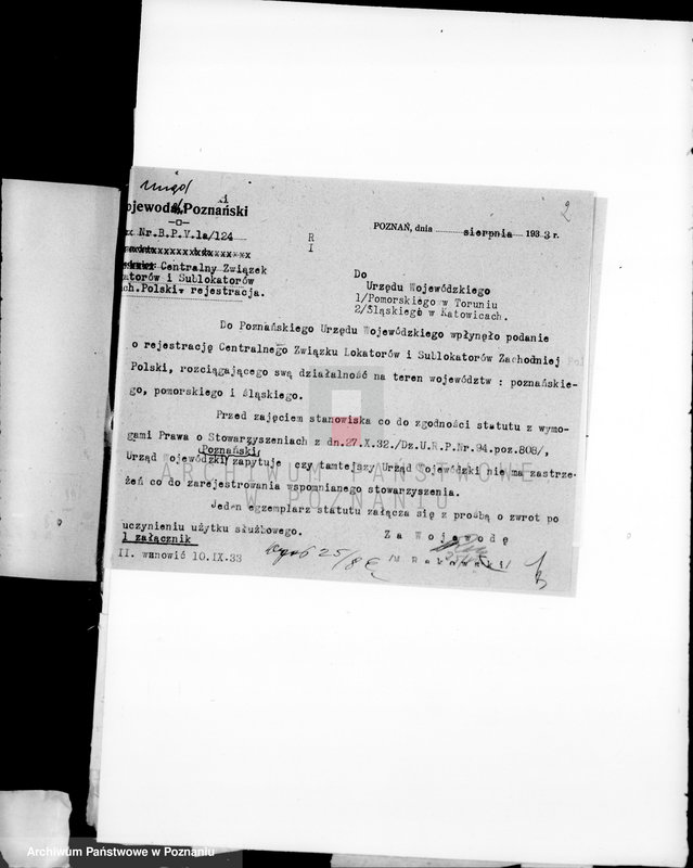 Obraz 6 z jednostki "/Centralny Związek Lokatorów i Sublokatorów Zachodniej Polski w Poznaniu/"