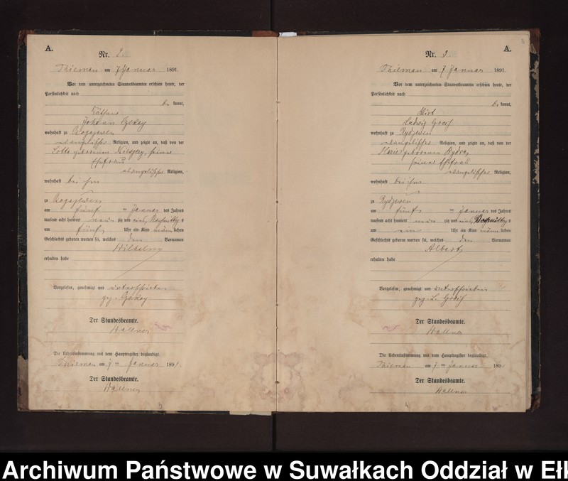 image.from.unit.number "Geburts-Neben-Register des Preussischen Standes-Amtes Rydzewen Kreis Loetzen"