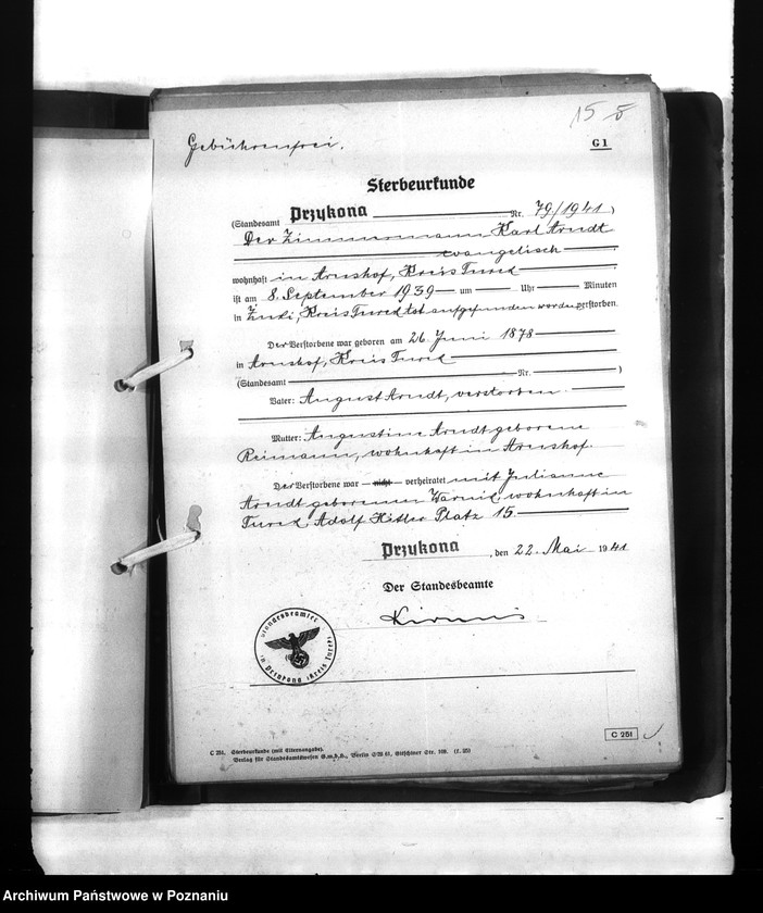 Obraz 19 z jednostki "Wykazy miejscowych Niemców, którzy zginęli w 1939 roku. Kreis Turek"