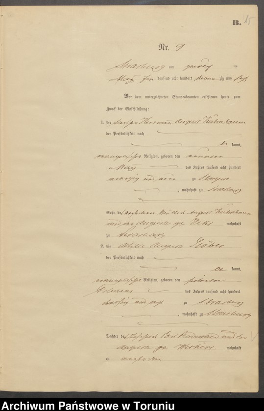 image.from.unit.number "Heiraths-Neben-Register Stadt Strasburg [Brodnica-Miasto] für das Jahr 1876"