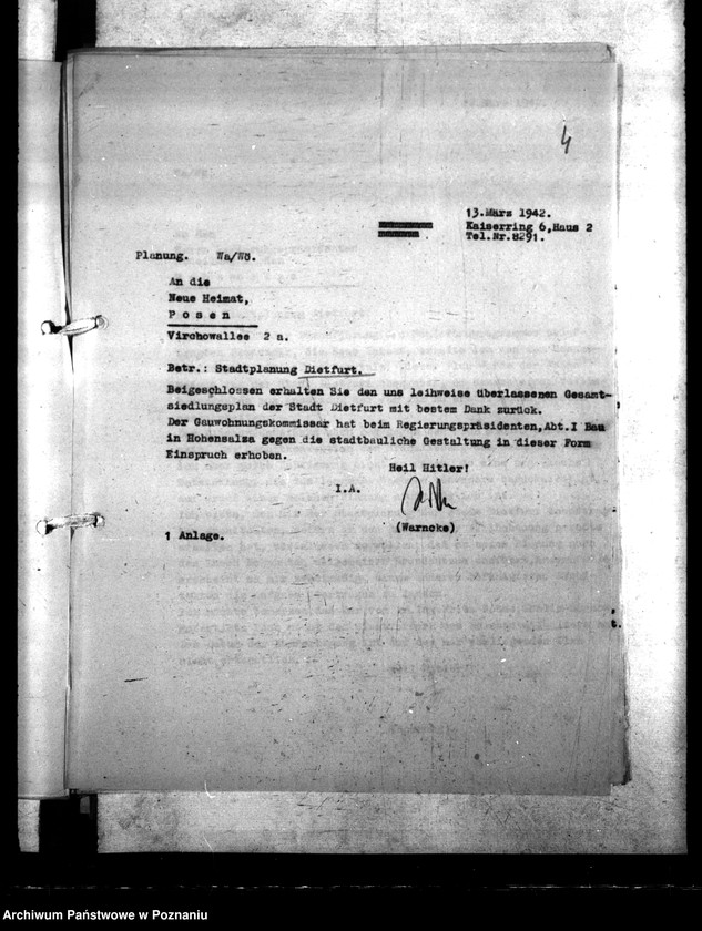 Obraz 8 z jednostki "Bebauungspläne von Dietfurt (Żnin), Gasten, Kutno, Hohensalza (Inowrocław), Mogilno, Konin, Warthbrücken (Koło)"