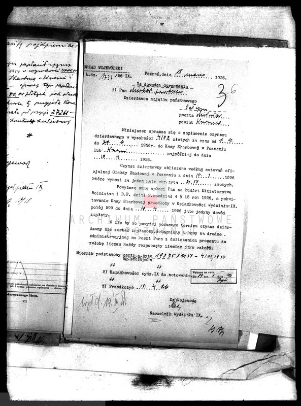 Obraz 10 z jednostki "Spłata czynszu dzierżawnego majątku Pałczyn"