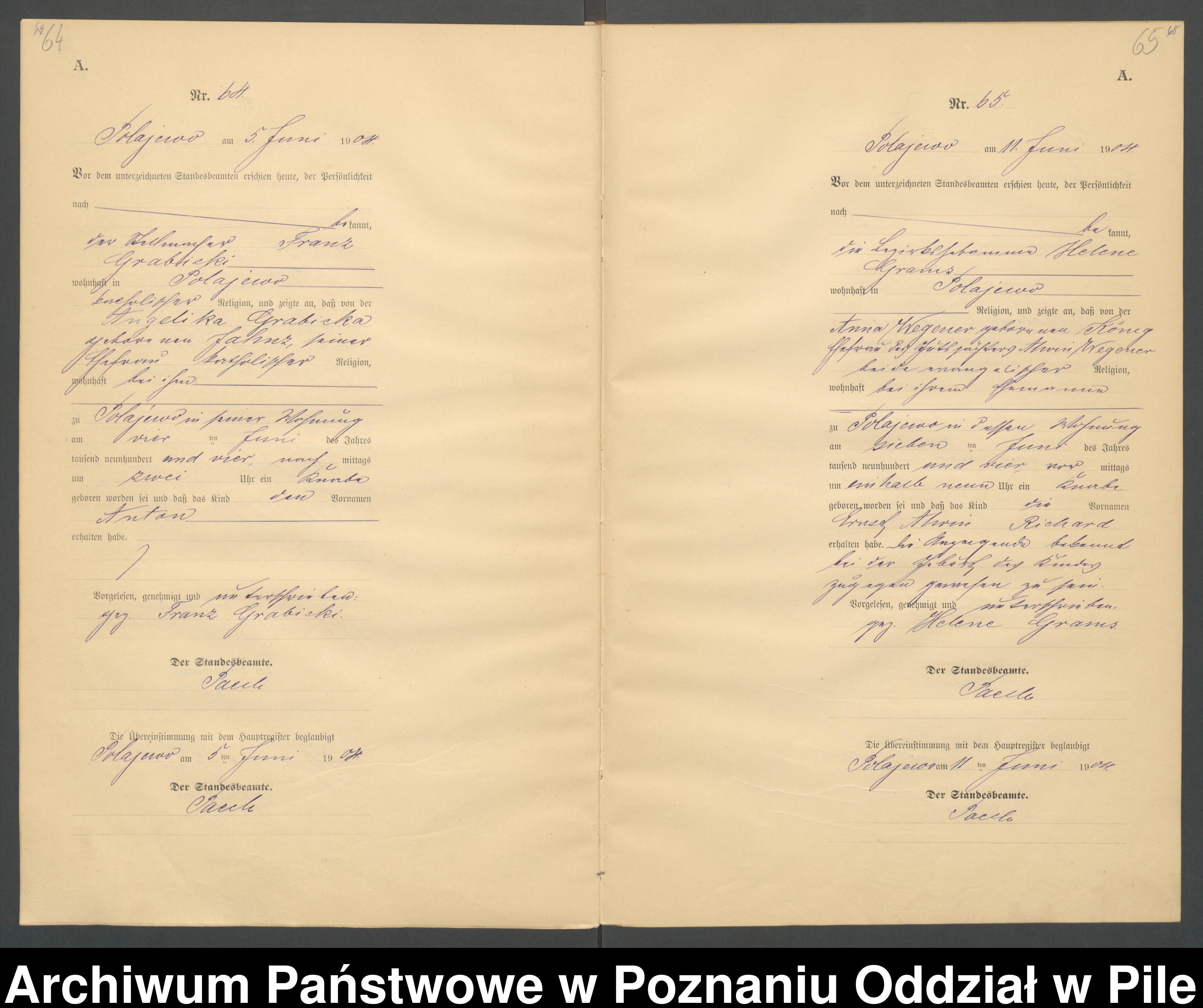 Skan z jednostki: Księga urodzeń