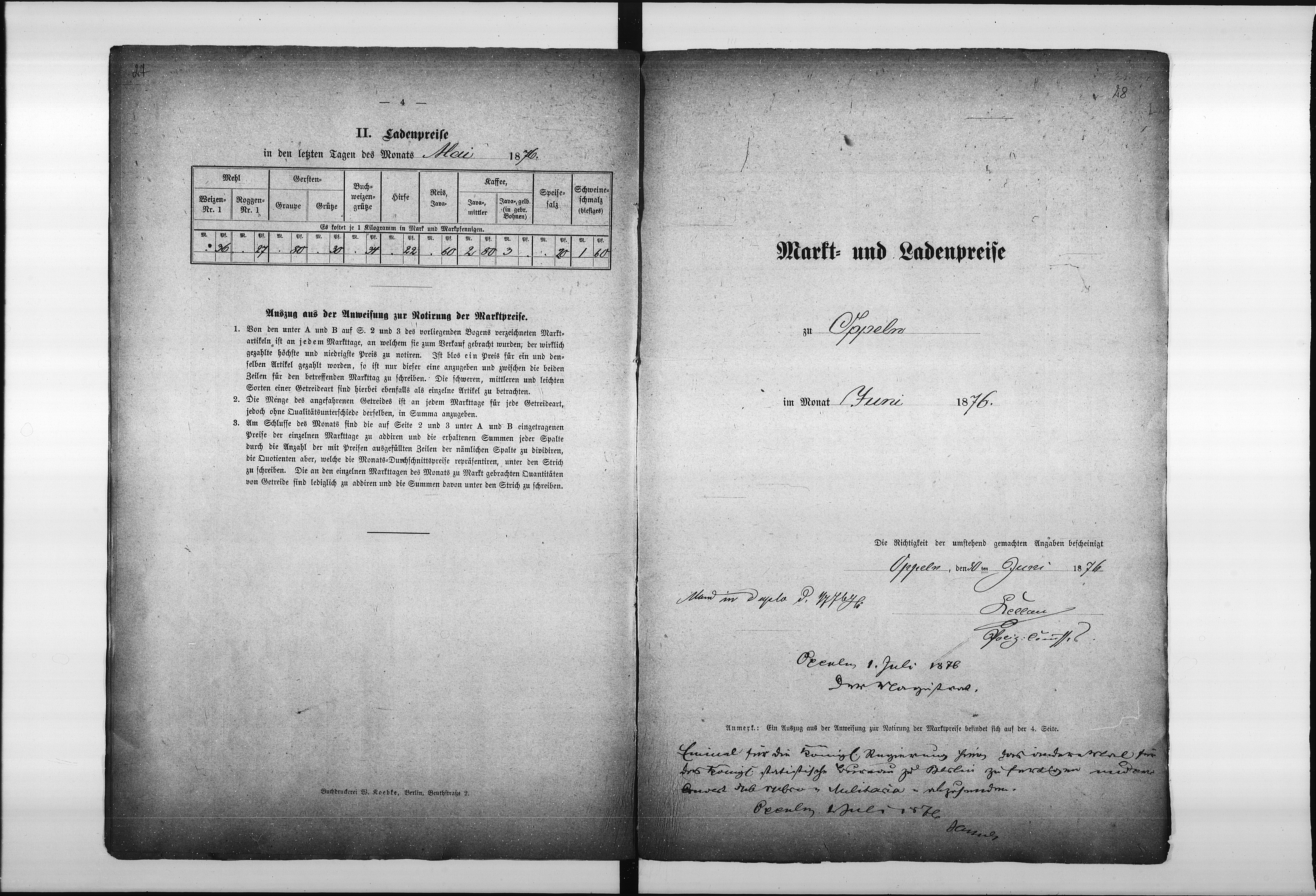 Obraz 20 z jednostki "Acta des Magistrats zu Oppeln betreffend Marktpreis-Tabellen"