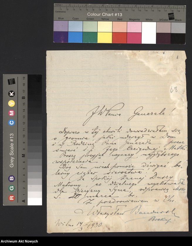 image.from.unit.number "Bandurski Władysław, biskup.  Kondolencje z powodu śmierci matki Władysława Sikorskiego."