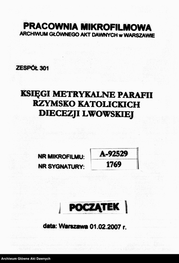 image.from.unit.number "Parafia: Lwów, Kapelania Nosocomia (Szpital Powszechny). Dekanat: Lwów. Kopie z ksiąg metrykalnych śl. dla parafii."